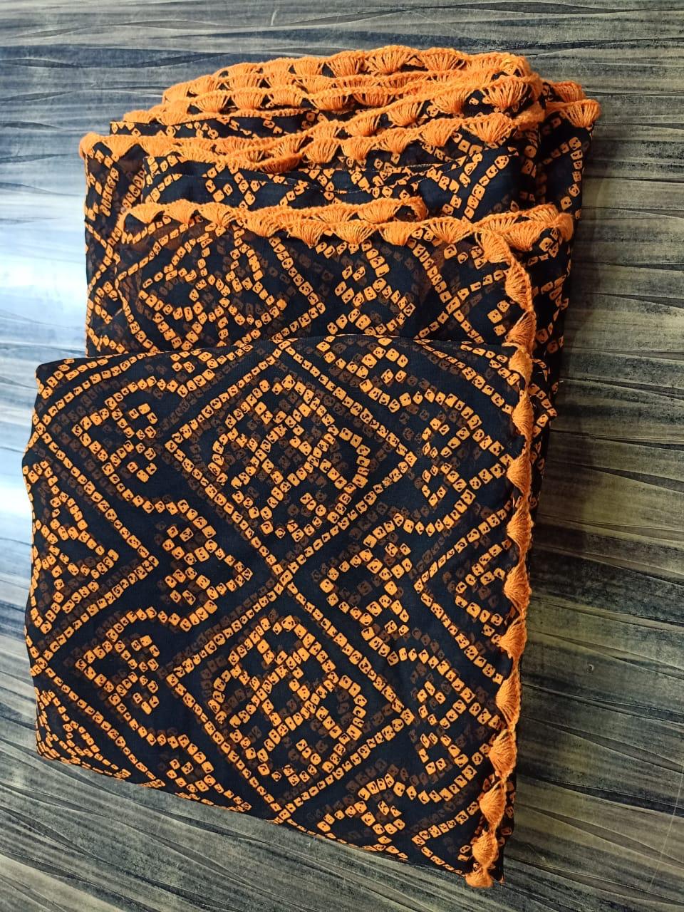 New Collection of Pure Heavy Georgette Bandhani Saree with Heavy Krusiya Border